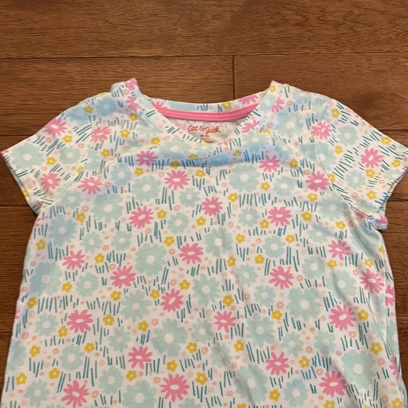 Cat & Jack Girls Short-Sleeve Flowered T-Shirt - Size M (8) - Picture 2 of 16